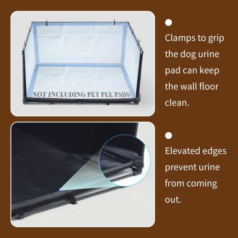 OCMML Dog Litter Box Indoor for Medium Dogs,Pee Pad Holder with High Walls(34.64"*28.34"*17.72"),No-Spill Pee Pad Holder with Foldable Pet Toilet,Easy Clean Puppy Litter Box for Dogs (Large) - Image 2