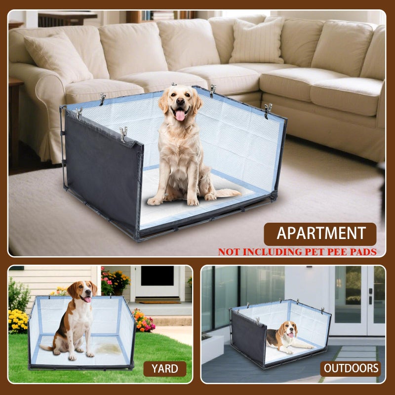 OCMML Dog Litter Box Indoor for Medium Dogs,Pee Pad Holder with High Walls(34.64"*28.34"*17.72"),No-Spill Pee Pad Holder with Foldable Pet Toilet,Easy Clean Puppy Litter Box for Dogs (Large) - Image 5