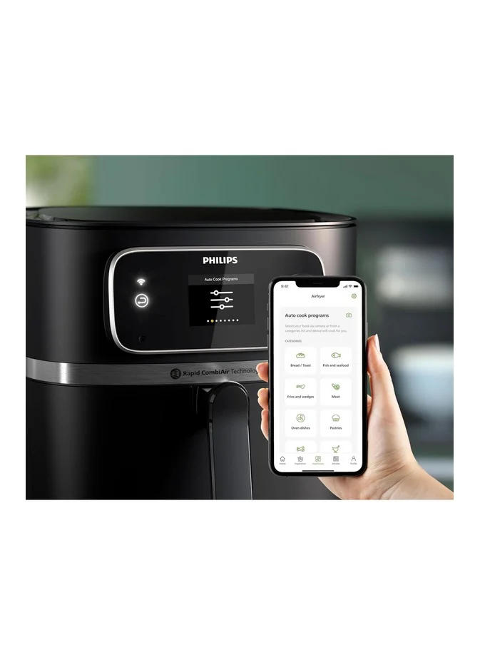 Philips Philips Airfryer XXL - 2200W, 50Hz, 8.3L, 2KGs, Food Thermometer, Auto-Cook Programs, Rapid Air Combo Technology, Connected with HomeID APP, Black - HD9880/91