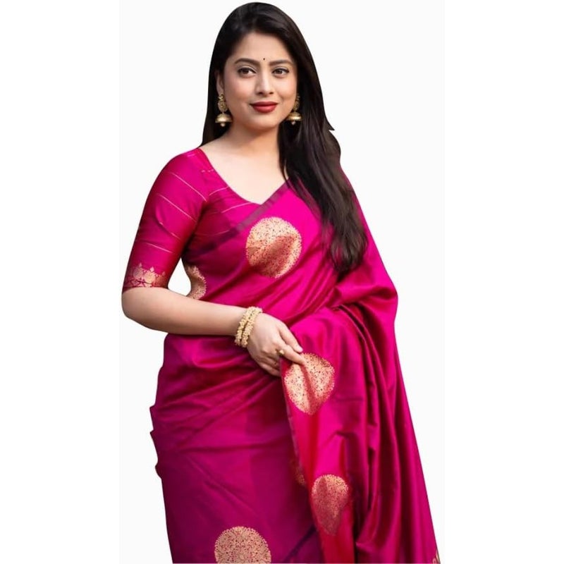 Avantika - Fashion Kanjivaram Women's Banarasi Sari with Blouse In Pure Soft Silk for weddings and festivals, silk, gold-red, handwoven zari work - Image 1