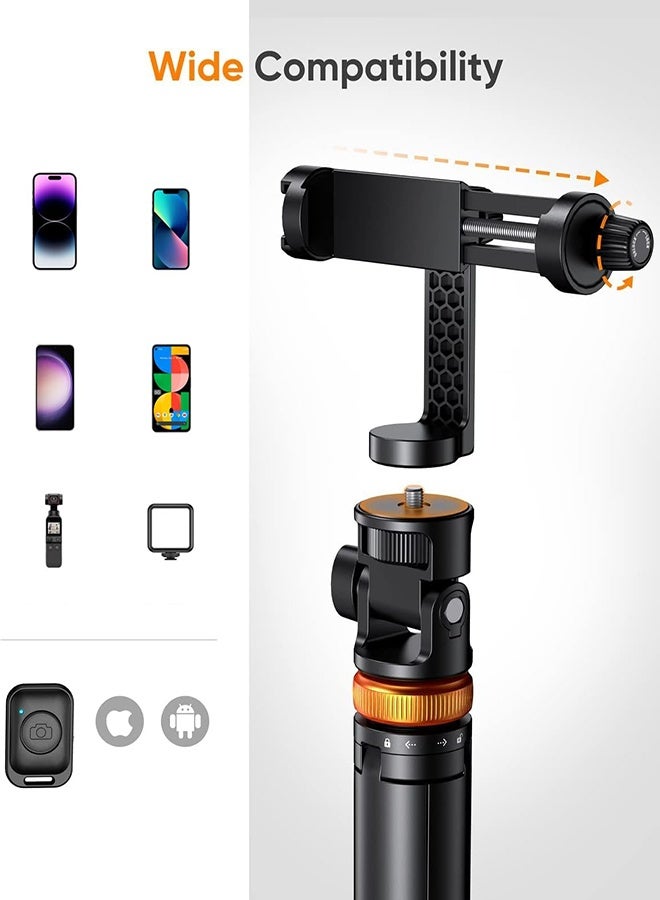 59" Phone Tripod, Tripod For Iphone  Selfie Stick With Remote, Extendable Cell Phone Stand Ultimate Phone Holder, Solidest Phone Stand Compatible With Iphone/Android - Image 3