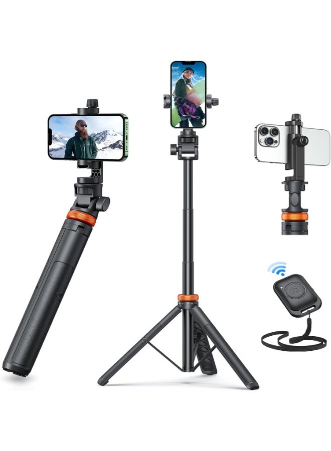 59" Phone Tripod, Tripod For Iphone  Selfie Stick With Remote, Extendable Cell Phone Stand Ultimate Phone Holder, Solidest Phone Stand Compatible With Iphone/Android - Image 1