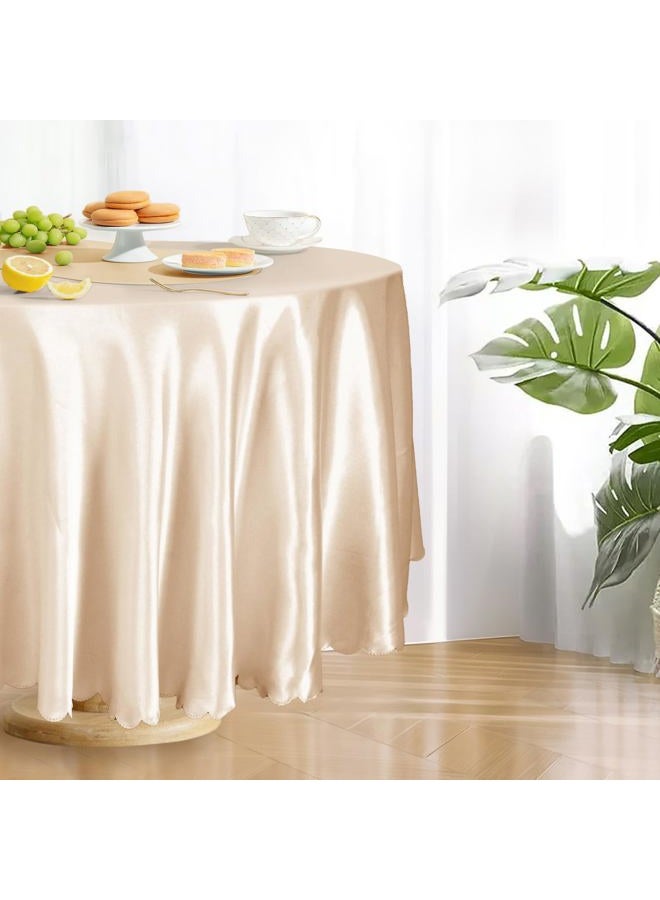 Entisn Entsin 2 Pack 120 Inch / 10ft Round Tablecloth, Champagne Satin Table Cover for 8-12 Seats, Wrinkle Resistant and Washable Silky Table Cloths for Wedding Party Banquet Events Decoration - Image 3