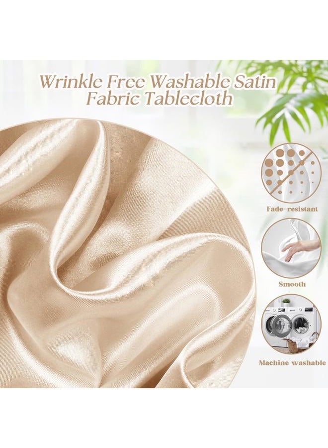 Entisn Entsin 2 Pack 120 Inch / 10ft Round Tablecloth, Champagne Satin Table Cover for 8-12 Seats, Wrinkle Resistant and Washable Silky Table Cloths for Wedding Party Banquet Events Decoration - Image 5
