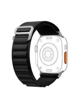 Generic Alpine Loop strap for Apple watch band Ultra 49mm 44mm 45mm nylon bracelet Sport Strap with Metal Steel G‑Hook For iWatch series 7 6 5 4 8 Se - Black  - Image 1