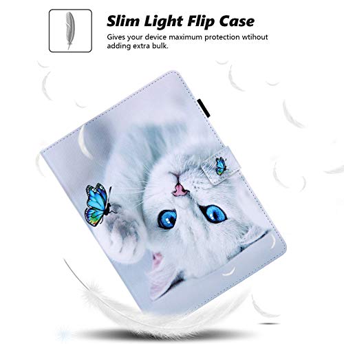 Dteck Universal Case for 8 Inch Android 11 12 13 14 Tablet & Galaxy Tab A/E/4/3 8.0 & Tab M8/E8/4/3 8 Plus 8" & Fire HD 8 Tablet, Lightweight Folio Cute Case with Stand & Card Slots (Cat & Butterfly) - Image 3
