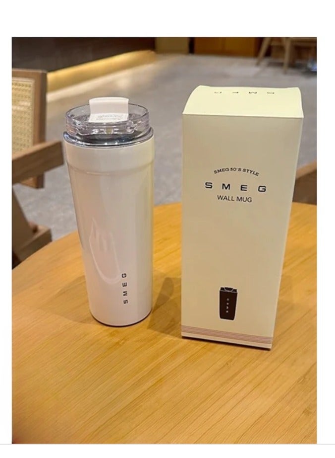 smeg SMEG 550ml Stainless Steel Tumbler - Premium 316 Food-Grade Vacuum Insulation Travel coffee thermos white - Image 1