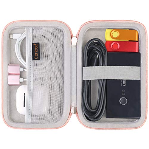 Canboc Carrying Case for MacBook Air Pro Charger MagSafe/MagSafe 2 Power Adapter, iPhone 16/16 Pro MagSafe Charger, USB C Hub, Type C Hub, USB Multiport Adapter, Hard EVA Bag, Rose Gold - Image 2