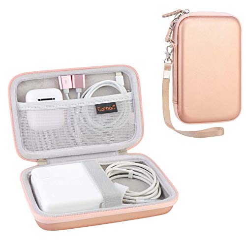 Canboc Carrying Case for MacBook Air Pro Charger MagSafe/MagSafe 2 Power Adapter, iPhone 16/16 Pro MagSafe Charger, USB C Hub, Type C Hub, USB Multiport Adapter, Hard EVA Bag, Rose Gold - Image 1