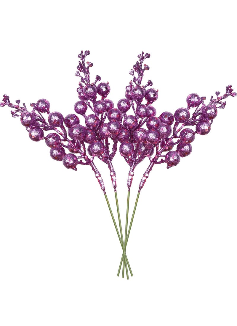 DearHouse DearHouse 14 Pack Christmas Glitter Berries Stems  7.8Inch Artificial Christmas Picks for Christmas Tree Ornaments  DIY Xmas Wreath  Crafts  Holiday and Home Decor (Light Purple)  - Image 1