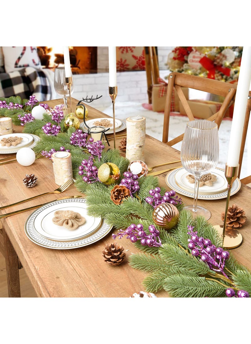 DearHouse DearHouse 14 Pack Christmas Glitter Berries Stems  7.8Inch Artificial Christmas Picks for Christmas Tree Ornaments  DIY Xmas Wreath  Crafts  Holiday and Home Decor (Light Purple)  - Image 4