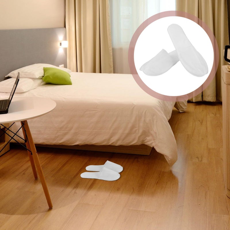 Disposable Non Slip Hotel Slippers For Travel Spa Home Guests 10 Pairs White - Image 5