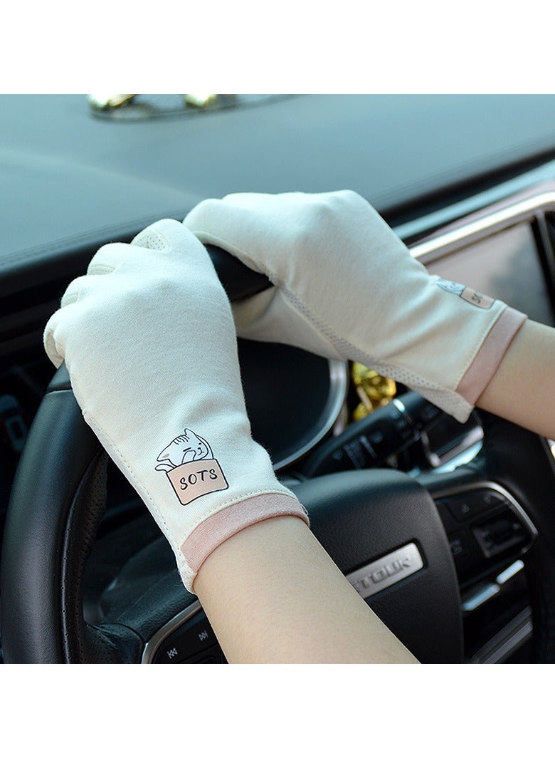 قفازات نسائية مضادة للانزلاق تعمل باللمس - نسيج بوليستر مسامي، تصميم بأصابع قصيرة للربيع والصيف | للاستخدام اليومي | بديل شتوي مانع للانزلاق - Image 3