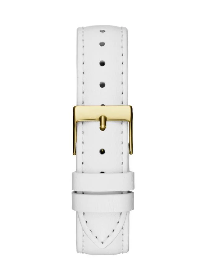 GUESS Crystal Dial & Leather Strap Watch