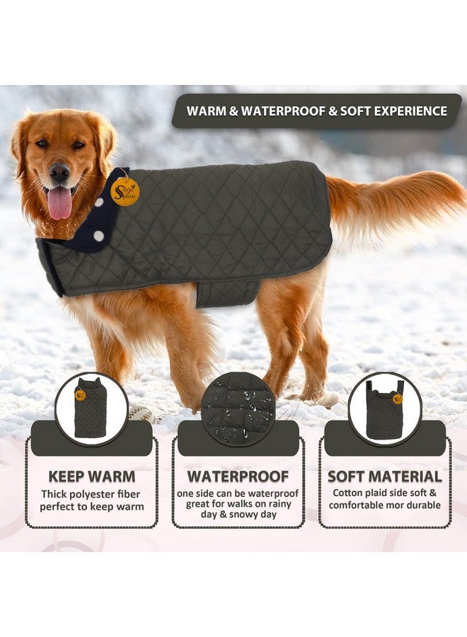 سايج سكوير سترة للكلاب - معطف شتوي من الصوف القابل للعكس - حماية من الطقس البارد - مقاوم للماء - مقاوم للرياح - معطف شتوي مبطن سميك ناعم ودافئ للكلاب (كبير - 24 بوصة، أزرق داكن ورمادي) - Image 2