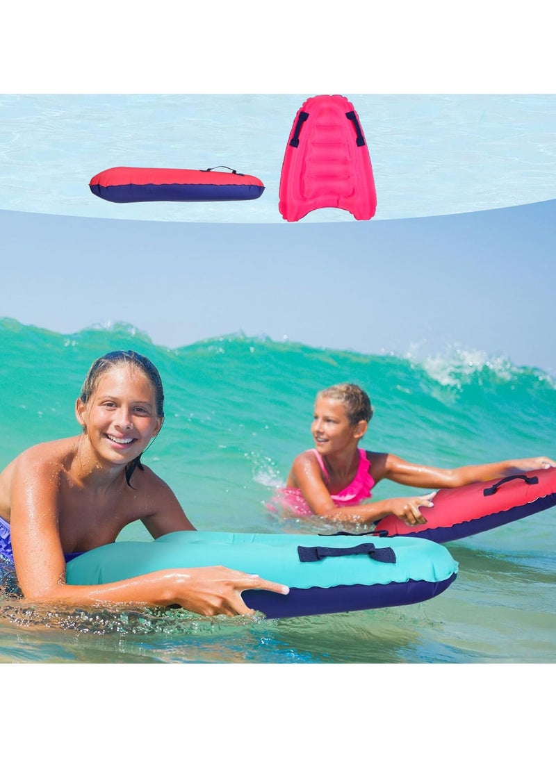 لوح ركوب أمواج قابل للنفخ مع مقابض، لوح ركوب أمواج قابل للنفخ للشاطئ، خفيف الوزن، لوح عائم للسباحة للأطفال، 27.5 × 21.7 × 5.9 بوصة - Image 2