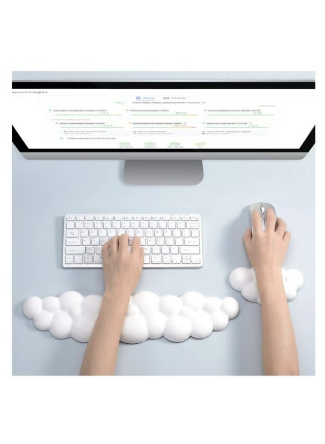 Hanayo Keyboard Wrist Rest Set Cute Cloud Shape Wrist Rest Support for Mouse Keyboard Computer Elbow Pad Arm Rest Mouse Wrist Cushion, Ergonomic Design for Typing Comfortably (Keyboard not Included) - Image 2