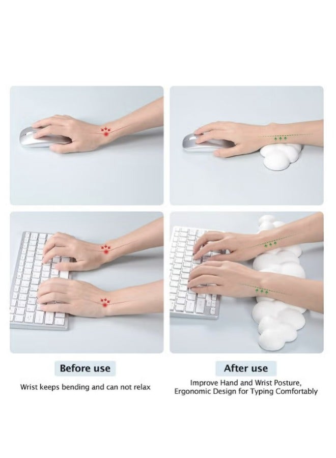 Hanayo Keyboard Wrist Rest Set Cute Cloud Shape Wrist Rest Support for Mouse Keyboard Computer Elbow Pad Arm Rest Mouse Wrist Cushion, Ergonomic Design for Typing Comfortably (Keyboard not Included) - Image 3