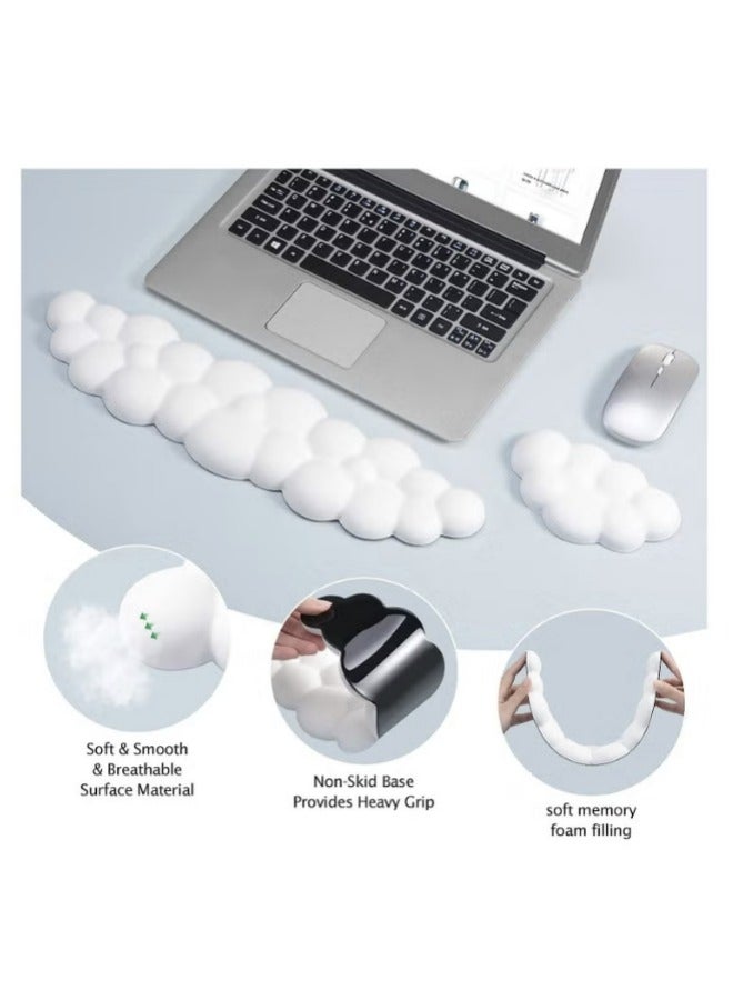 Hanayo Keyboard Wrist Rest Set Cute Cloud Shape Wrist Rest Support for Mouse Keyboard Computer Elbow Pad Arm Rest Mouse Wrist Cushion, Ergonomic Design for Typing Comfortably (Keyboard not Included) - Image 4