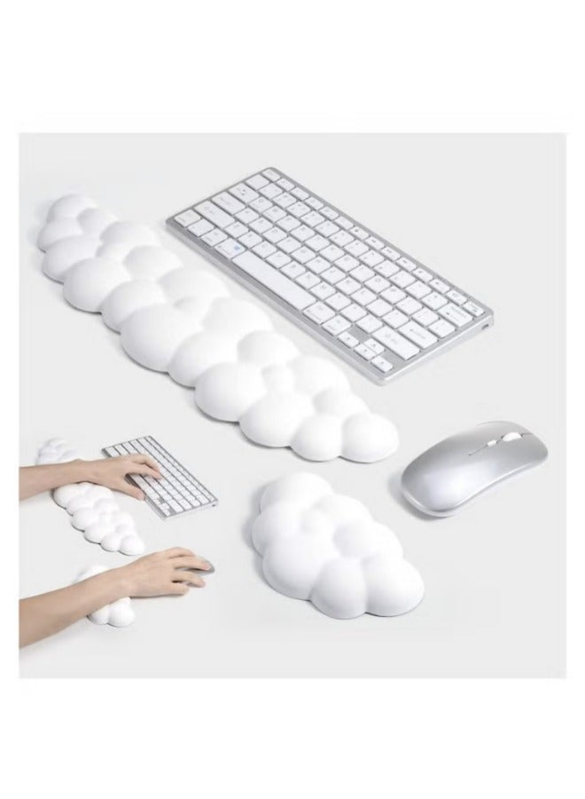 Hanayo Keyboard Wrist Rest Set Cute Cloud Shape Wrist Rest Support for Mouse Keyboard Computer Elbow Pad Arm Rest Mouse Wrist Cushion, Ergonomic Design for Typing Comfortably (Keyboard not Included) - Image 1
