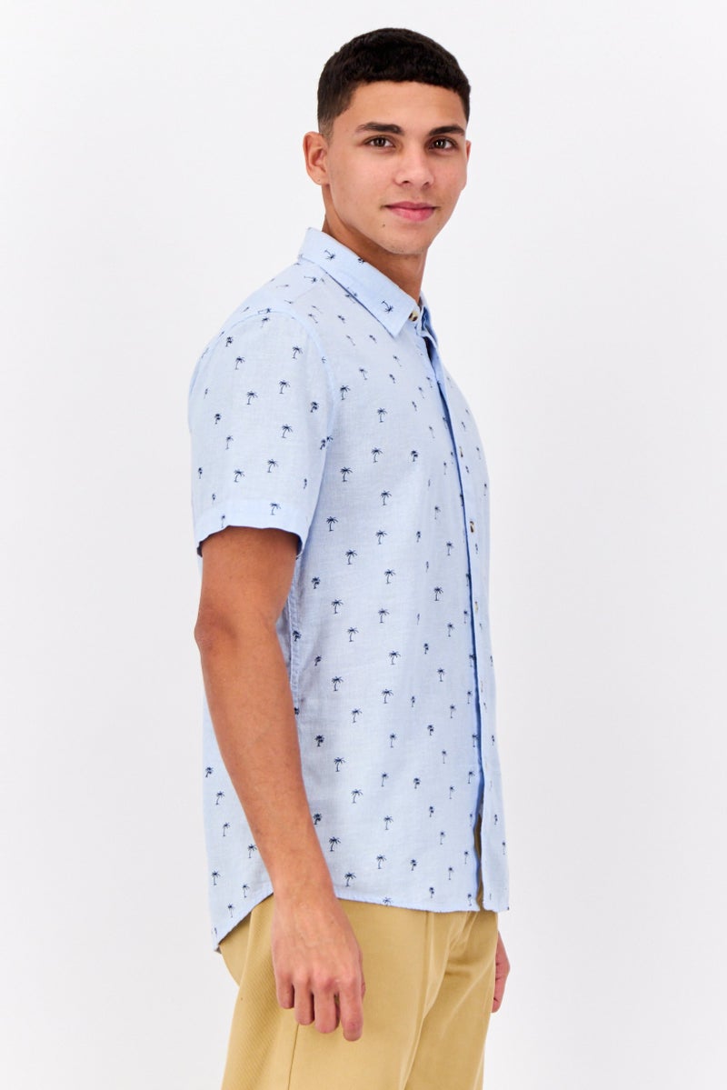 Peter Werth Men Regular Fit All-over Print Short Sleeves Casual Shirt, Sky Blue - Image 2