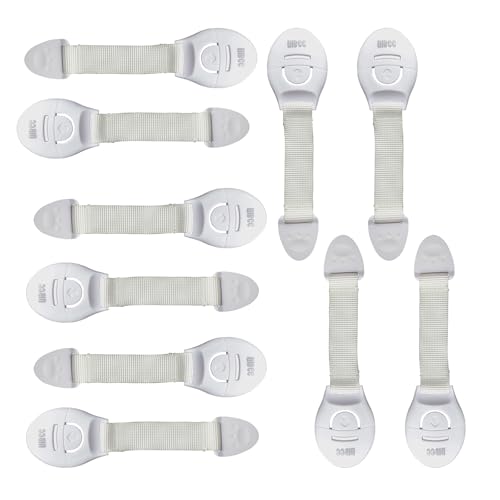 LILBEE Child Safety Locks for Cabinets & Drawers – Pack of 10 | Strong Adhesive Baby Proofing Locks for Fridge, Cupboard, Appliances – White - Image 1