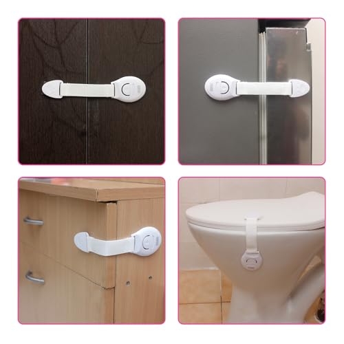 LILBEE Child Safety Locks for Cabinets & Drawers – Pack of 10 | Strong Adhesive Baby Proofing Locks for Fridge, Cupboard, Appliances – White - Image 4