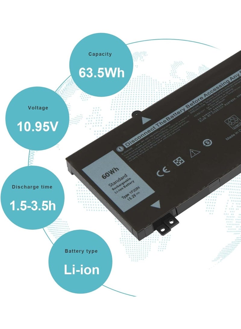 Replacement Laptop Battery 60Wh 4-Cell Compatible with Dell G5, G7, M15 and M17 Series, Model 1F22N Rechargeable Battery - Image 4