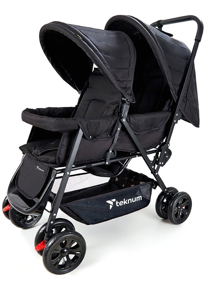 TEKNUM Double Baby Stroller with Hooks - Black - Image 5