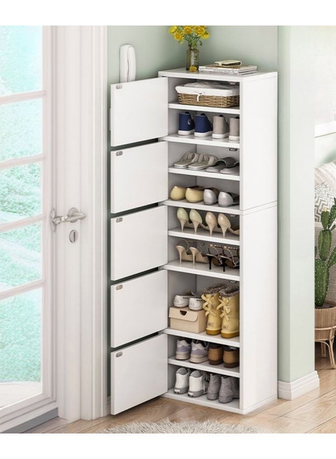 إن كي أكس رف أحذية نارو موفر للمساحة للمدخل صغير الحجم مقاوم للغبار باللون الأبيض مع أدراج متعددة 42*30*147 سم. - Image 3