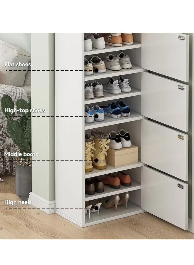 إن كي أكس رف أحذية نارو موفر للمساحة للمدخل صغير الحجم مقاوم للغبار باللون الأبيض مع أدراج متعددة 42*30*147 سم. - Image 5