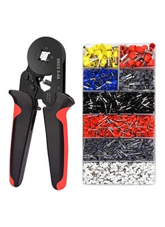 PROMASS Ferrule Crimping Tool Kit, AWG23-7 Self-adjustable Ratchet Wire Crimping Tool Kit Crimper Plier Set with 1200PCS Wire Terminals Crimping Connectors Wire End Ferrules(Black red)  - Image 1