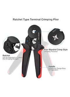PROMASS Ferrule Crimping Tool Kit, AWG23-7 Self-adjustable Ratchet Wire Crimping Tool Kit Crimper Plier Set with 1200PCS Wire Terminals Crimping Connectors Wire End Ferrules(Black red)  - Image 3