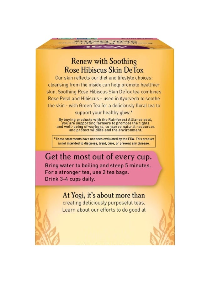 YOGI Soothing Rose Hibiscus Skin Detox Tea 16 Tea Bags Organic Detox Tea To Support Skin Health Includes Green Tea Leaf Rose Petal Honeybush Leaf Hibiscus & More 32 G - Image 3