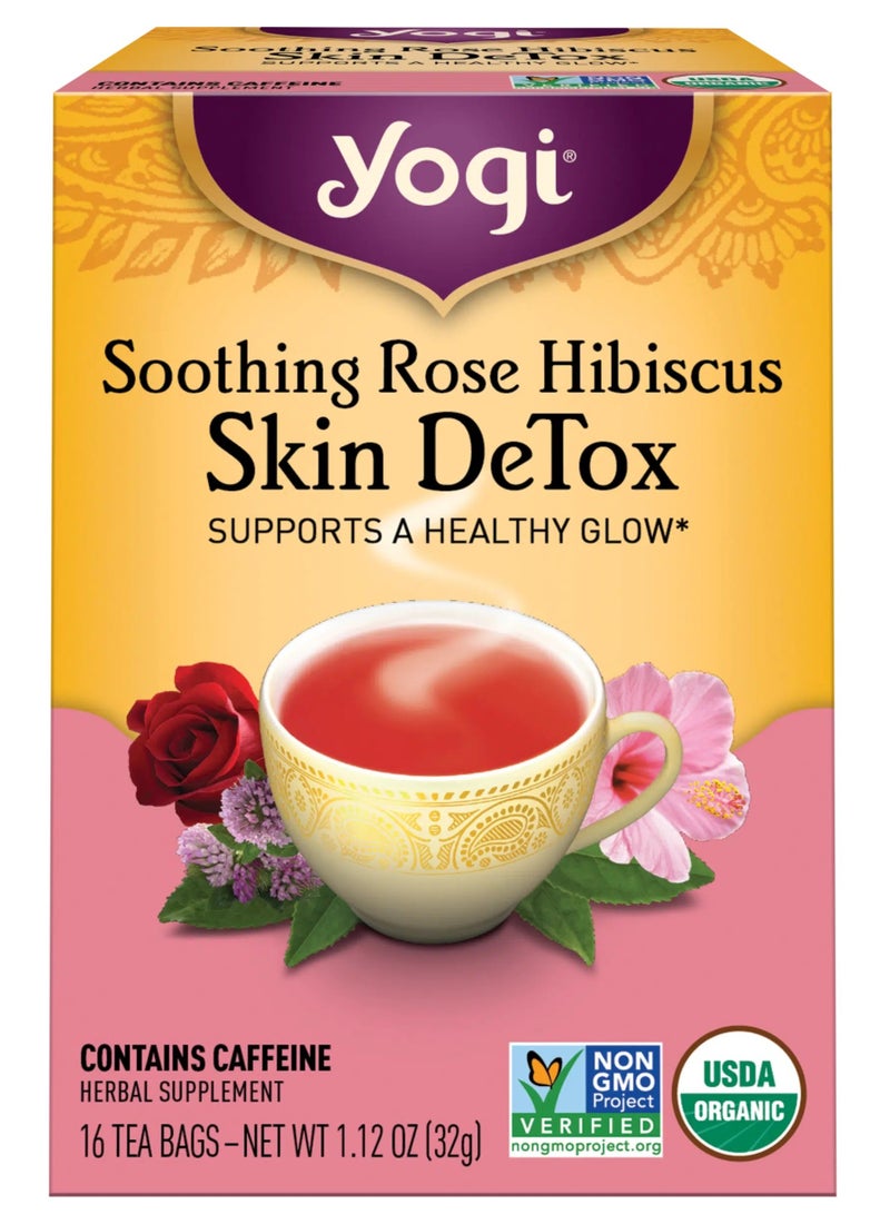 YOGI Soothing Rose Hibiscus Skin Detox Tea 16 Tea Bags Organic Detox Tea To Support Skin Health Includes Green Tea Leaf Rose Petal Honeybush Leaf Hibiscus & More 32 G - Image 1