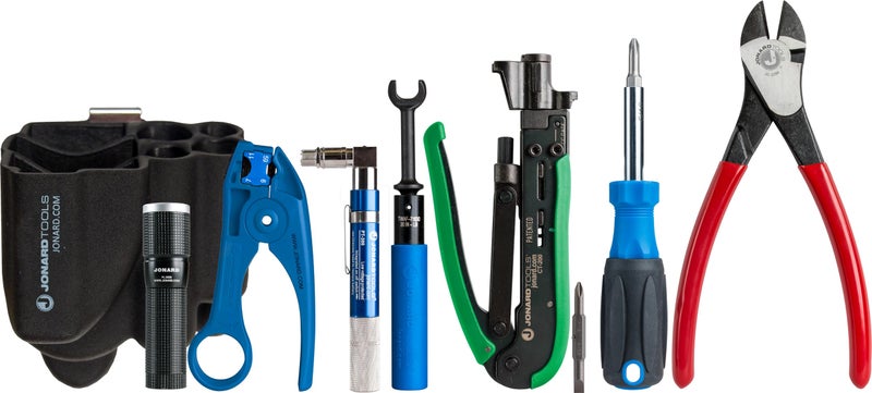 Jonard Tools TK-83 COAX Cable Network Kit - 8 Piece Kit With Coaxial Cable Stripper For RG59 RG6 RG7 RG11, CATV Tools and F Connector Compression Tool - Image 1