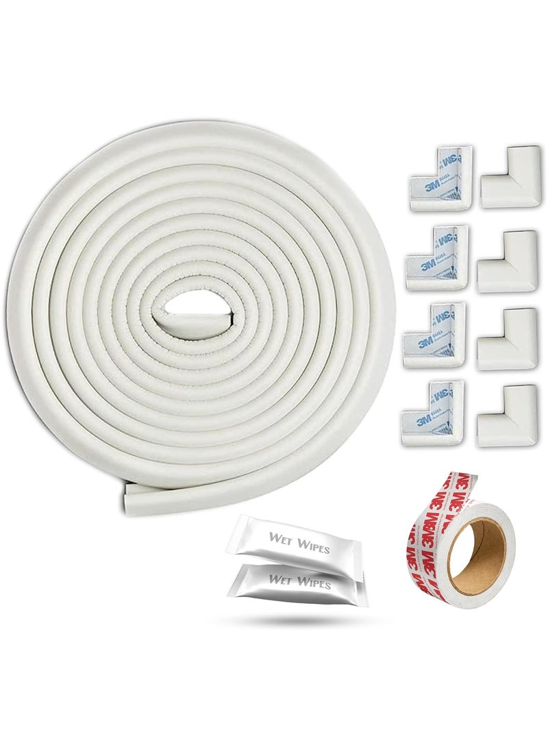 Baby Proofing Edge & Corner Guards, Baby Safety Corner Guard, Table Edge Corner Protector Strip for Kids, Safety Furniture Bumper Table Protectors, Corner Cushion Set 6M(19.7ft Strip+8Corners) White - Image 1