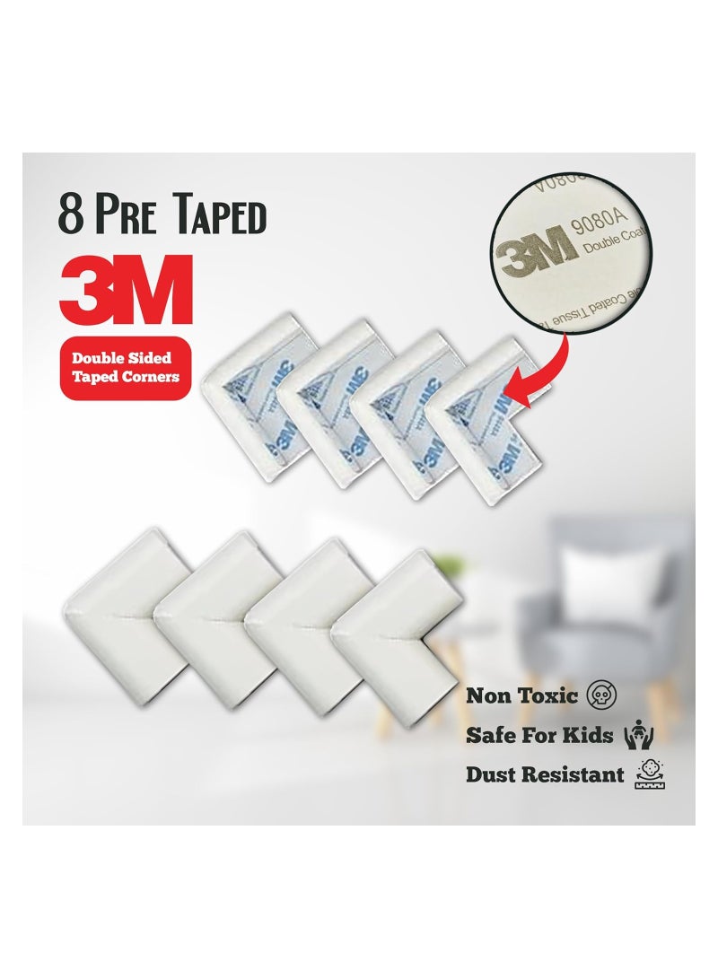 Baby Proofing Edge & Corner Guards, Baby Safety Corner Guard, Table Edge Corner Protector Strip for Kids, Safety Furniture Bumper Table Protectors, Corner Cushion Set 6M(19.7ft Strip+8Corners) White - Image 2
