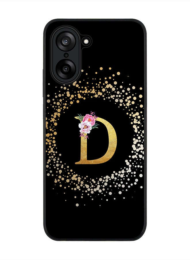 Stylizedd For OnePlus Nord CE5 / Ace 5 Racing Case,Slim fit Camera Protection, Shockproof Thin Phone cover  - Custom Monogram Floral - D ( Black )