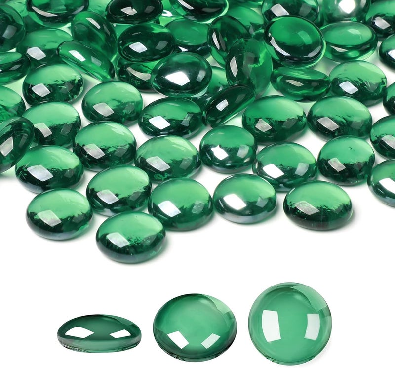 Suream Green Marbles for Vase Filler, 2 LB Green Glass Beads, Flat Beads for Tank, Aquarium, Crafting, Candle Holder, Indoor Outdoor Decor - Image 1