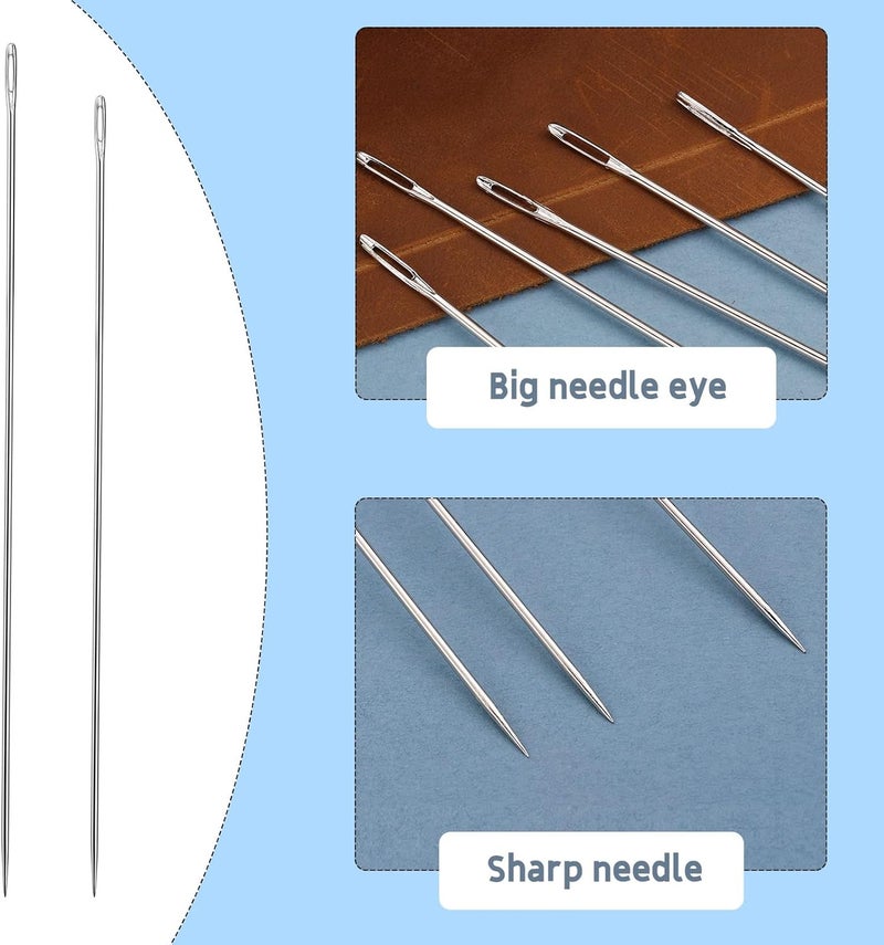 JUPEAN 47 Pcs Long Sewing Needles Set Long Darning Needle Large Eye Stitching Needles 2 Size Embroidery Needles 6.8 inch, 5.9 inch Long Needle for Art Crafts - Image 3