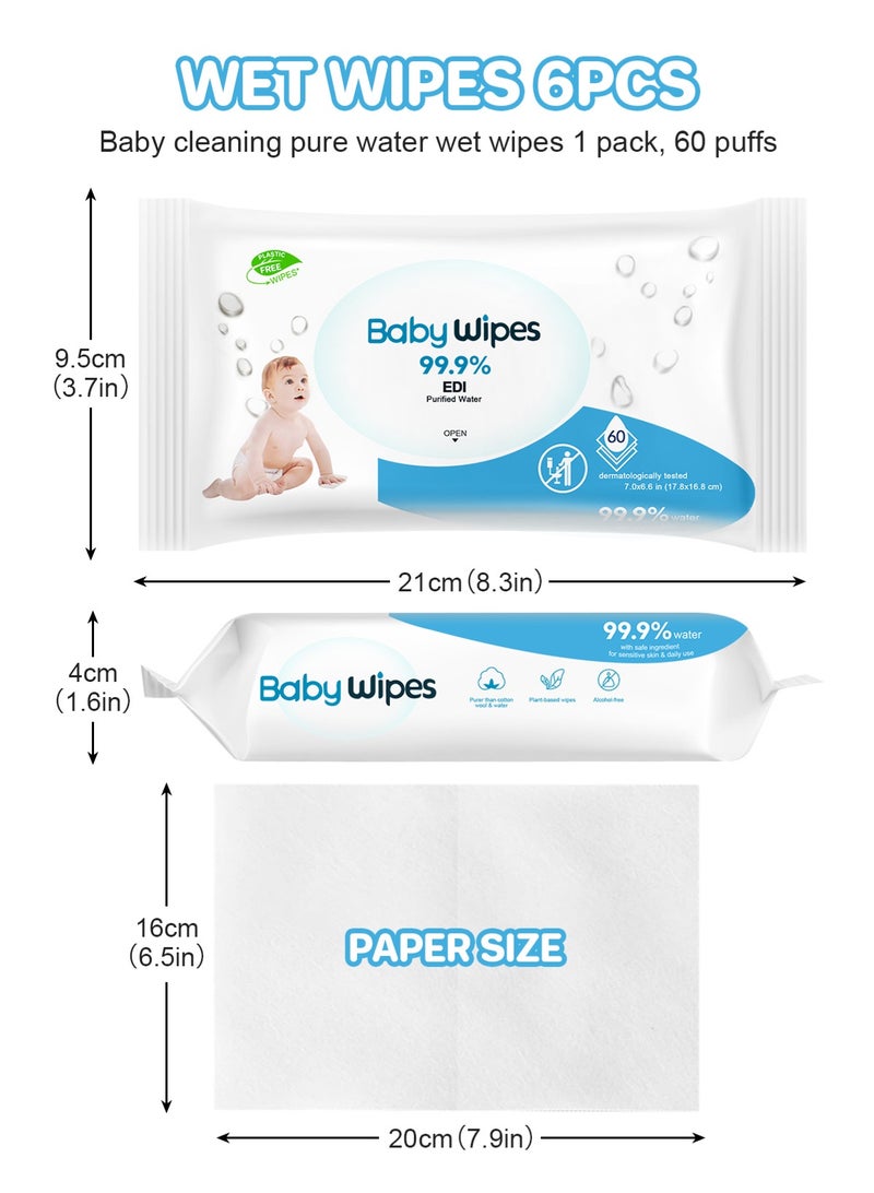 URbazaar Original Baby Wipes, 99.9% Water, 3-In-1 Cleans, Cares, Protects, Unscented & Hypoallergenic, 360 Count (6 Packs) - Image 2