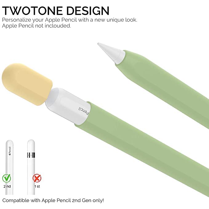 Meyaar Pencil Case Compatible with Apple Pencil 2nd Generation Case, Sleeve Silicone Cover Accessories for Apple Pencil 2nd Generation (Green, Yellow) - Image 3