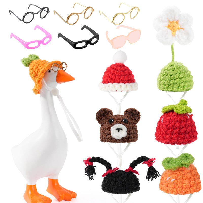 linastu 6 Set 7inch Desk Goose Outfits, Mini Desktop Goose clothes Desk Goose Accessories Set for Magnetic Goose Statue (Colorful Hat+ Sunglasses) - Image 1