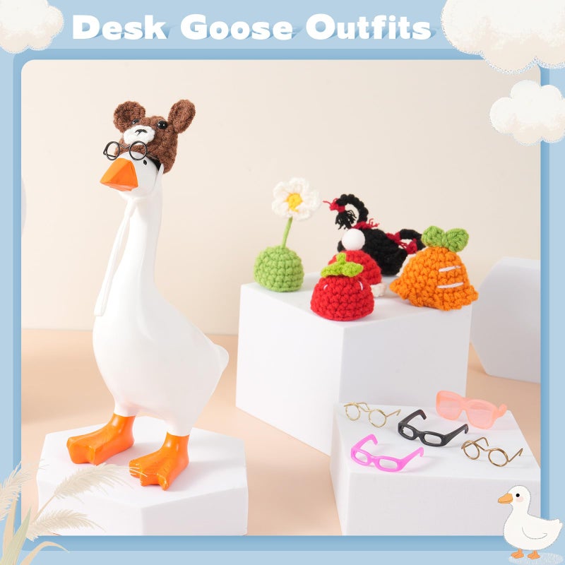 linastu 6 Set 7inch Desk Goose Outfits, Mini Desktop Goose clothes Desk Goose Accessories Set for Magnetic Goose Statue (Colorful Hat+ Sunglasses) - Image 4