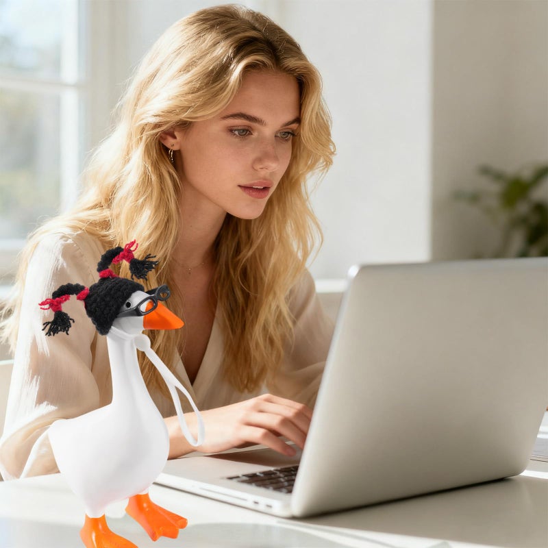 linastu 6 Set 7inch Desk Goose Outfits, Mini Desktop Goose clothes Desk Goose Accessories Set for Magnetic Goose Statue (Colorful Hat+ Sunglasses) - Image 5