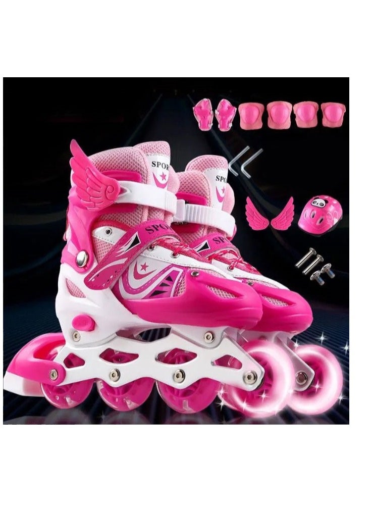 Full Set Single Flash Children′s Roller Skates Adult Roller Skates Adjustable Skates 