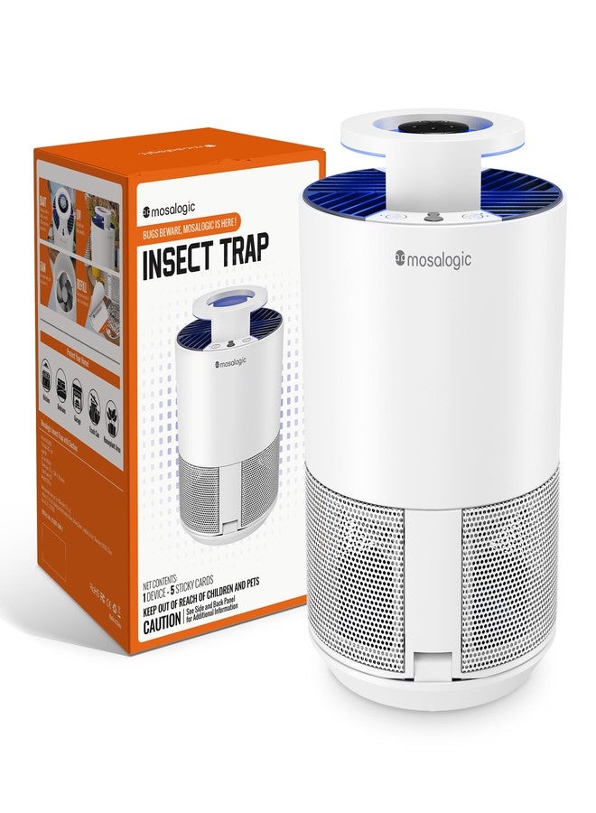 Mosalogic Fruit Fly Trap for Indoors Upgraded Indoor Gnat Traps for House Use with UV Bug Light,Gnat Killer Flying Insect Trap for Fruit Flies, Gnats,Plants Moths with 5 PCS Refill (White) - Image 1