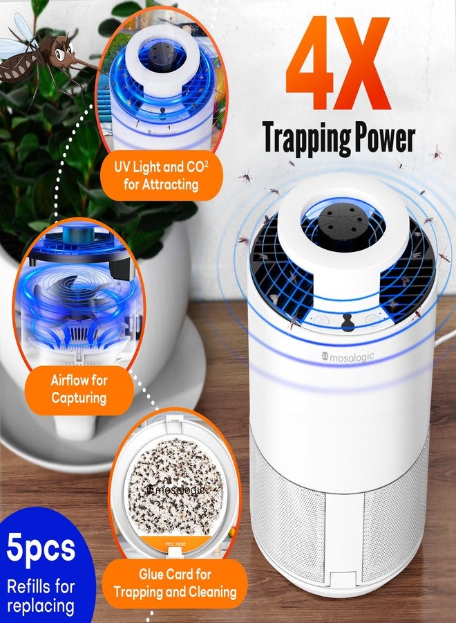 Mosalogic Fruit Fly Trap for Indoors Upgraded Indoor Gnat Traps for House Use with UV Bug Light,Gnat Killer Flying Insect Trap for Fruit Flies, Gnats,Plants Moths with 5 PCS Refill (White) - Image 3