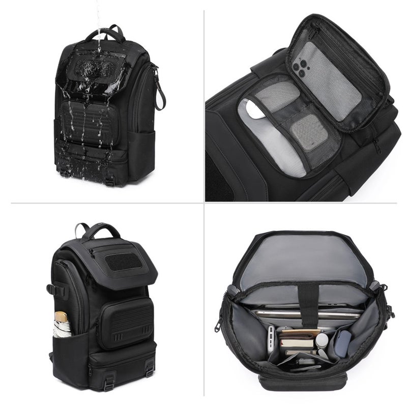 OZUKO Waterproof Oxford Laptop Backpack With Anti-Theft Pocket, Slim Business Daypack for Work Travel Commute, Black, 9840 - Image 4